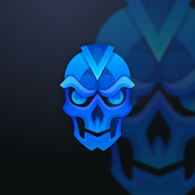 blue skull logo design game