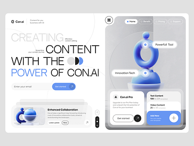 AI Content Creator Dashboard 3d ai branding content content creating dashboard design graphic design home page landing page motion graphics product design saas design technology ui ux