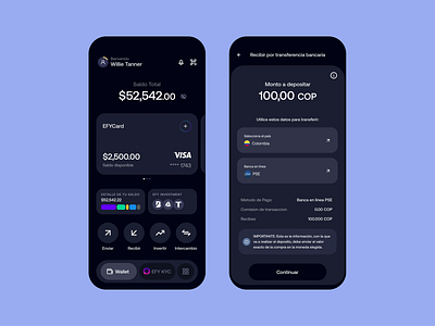 Wallet + KYC app card deposit clean crypto fiat flat id kyc on chain pse ui usdt ux wallet