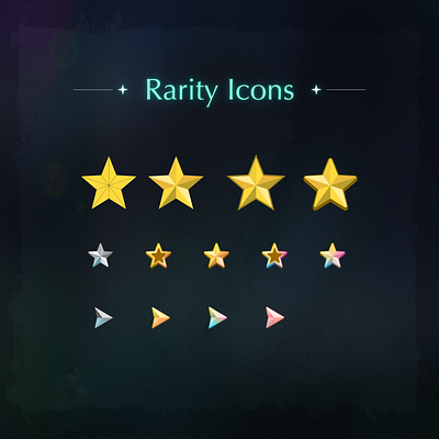 Game UI - Rarity Icons branding fantasy game ui graphic design gui rarity rpg star ui ui art