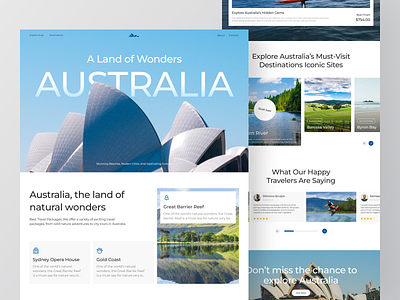 Awsy - Travel Landing Page a land of wonders australia beach city clean design holiday landing page minimalist nature opera house surfing sydney travel travel landing page travel website ui design uiux web design