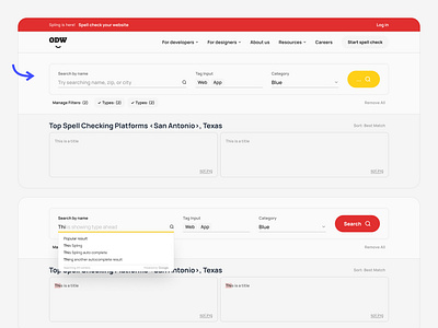 Search Autocomplete Tray from Component Collector autocomplete card component design figma input odw search ui