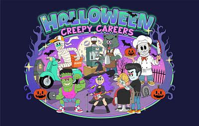 Halloween Season Characters Design cartoon cartoon illustration cartoon retro character design childrens illustration comic style concept art creative design creepy cute characters digital art fun art ghost halloweeen halloween illustration horror illustration retro illustration spooky vector illustration