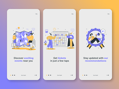 Daily UI #023 - Onboarding 023 23 app app design daily ui daily ui 023 events location onboarding recommendation tickets ui ui design