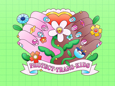 Peachtober24: Daisy colorful daisy design fashion flat floral flower flowers hands illustration illustrator inclusion and diversity lgbtq nailpolish protect trans kids queer texture transgender vector y2k aesthetic