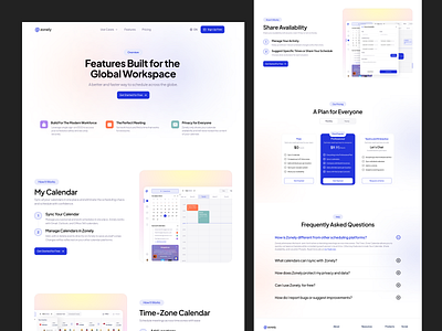 Zonely - Features Pages calendar calendly cansaas design feature features google calendar homepage interface landing pages meetings productivity saas saas design ui ux web design website websites workspace