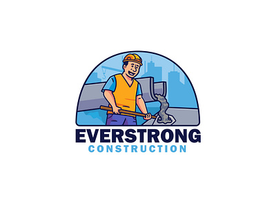 Logo construction cartoon mascot design cartoon cartoon logo cement construction house logo logo cartoon mascot mascot logo people real estate road