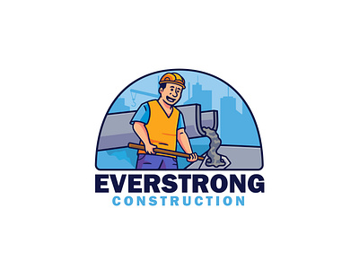 Logo construction cartoon mascot design cartoon cartoon logo cement construction house logo logo cartoon mascot mascot logo people real estate road