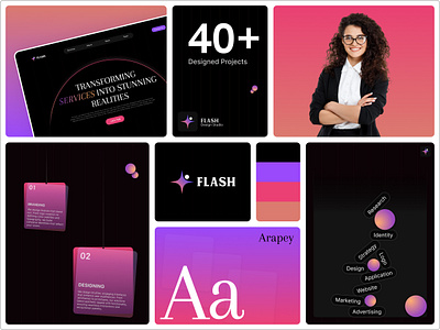 Design Studio Landing Page | Dark Theme agency branding dark theme design disgn studio features landing page logo menu mockup portfolio ui ux webapp website