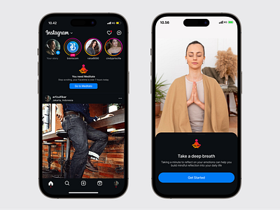 Stop scrolling, You need Meditate ahmad arif zulfikar aplication app bento branding connection idea illustration instagram meditation mobile modern typography uiux