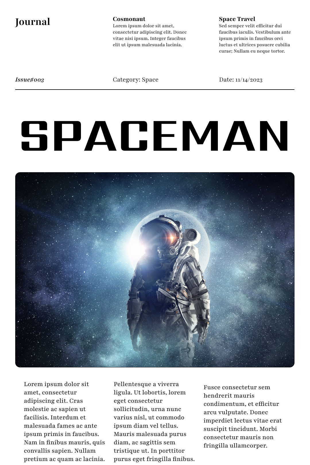 Journal: Spaceman (UI/UX Design) design figma journal ui uiux design ux