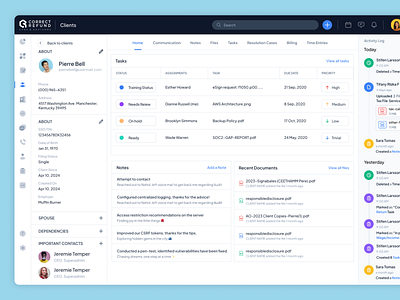 Correct Refund — SaaS Client Management Dashboard dashboard return saas tax ui