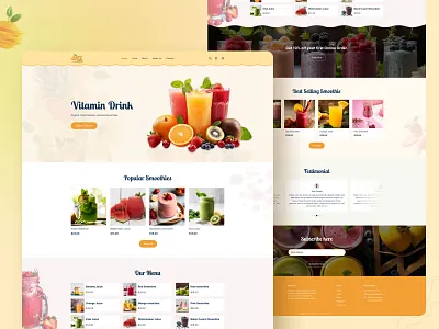 Natural Fruit Juice Web Design🍹 branding drinks fruit juice fruits graphic design juice juice shop landing page naturaljuice orange organic organicfruits smoothies and shakes soft drink ui uiux web design website website design