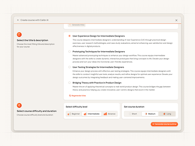 Course Creation with AI for a Course Authoring Tool backend design design system frontend product design product development product discovery ui