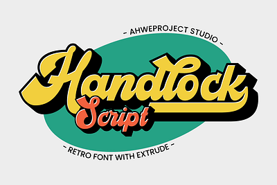 Handlock - Script Retro Font with Extrude Style 70s font