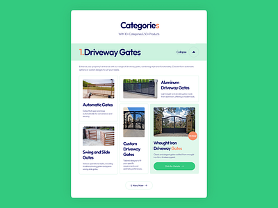 Gates&Fences - Categories BENTO layout bento categories green ui web