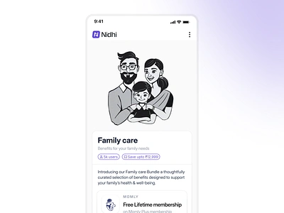 Nidhi - Family Care Flow animation bento design branding components fintech graphic design icons illustration logo menu bar mobile design modals product product design ui ux web design