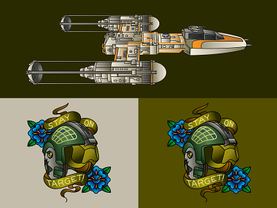 Y-Wing & Squadron Leader Helmet flower helmet illustration matt vergotis space squadron leader star wars target traditional style verg y wing