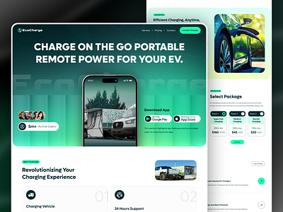 EV Charging Web Landing Page Designed by CMARIX charging station electric car ev ev app ev car ev charging ev landing page figma graphic design illustration interaction interface landing page mobile app modern ui ux vehicle web design website