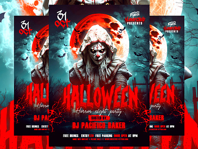 Horror Poster for Halloween (Psd) creative creative flyer creativeflyer creativeflyers flyer flyer templates graphic design halloween halloween party horror horror poster movie poster party flyer photoshop poster