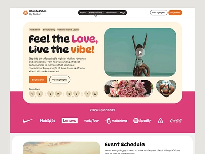 Ubuntu Vibes: Event Landing Page design events figma landing page product ui website