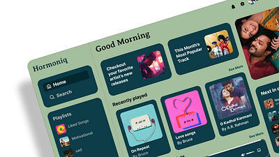 Hormoniq - Music player Dashboard graphic design ui