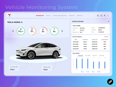 Vehicle Monitoring Dashboard 3d admin automobile dashboard glass effect glassmorphism monitoring system ui ui design ui ux ux design vehicle monitoring white mode