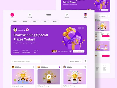 Win Raffles & Auction Platform🎉 auction platform auction website bid auction website homepage ui ux landing page ui ux raffle draw website raffle platform raffles website social media platform ui ux design user interface user interface design website landing page website ui ux design