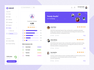 Customers reviews and rating admin panel customer dashboard design designer product rating reviews saas service ui design uiux design webapp website