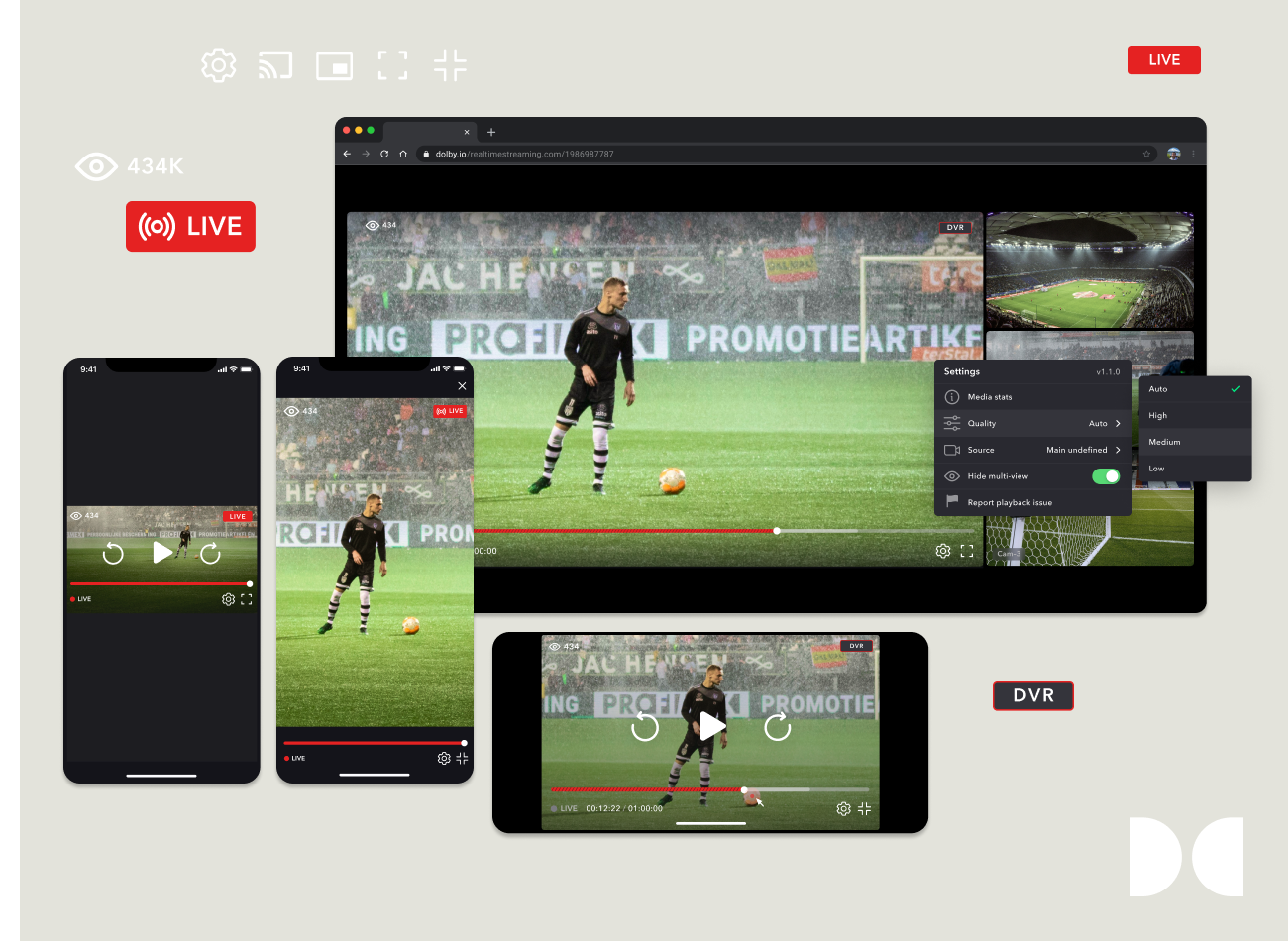 Dolby – HLS/VOD Streaming Player App creative direction design direction hlsvod mobile app player app product design real time streaming streaming uiux video web app