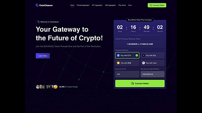 Coinchance Pre-Sale Landing Page Design 3d blockchain branding conversationdesign cryptosale landing page modren motion graphics presale sale tokesale ui ux wallet wallet connect website