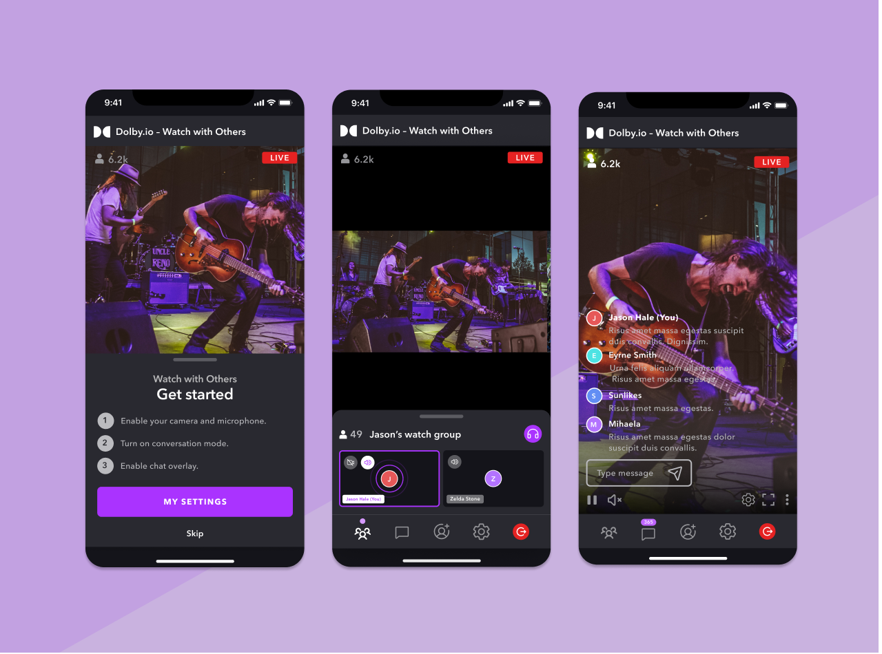 Dolby – Watch with Others App creative direction mobile app product design real time streaming streaming uiux visual design web app