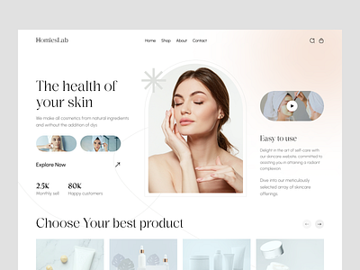 Skin Care - Landing Page beauty body care cosmetic cosmetology ecommerce face care homieslab landing page makeup medical care product product design saloon self care shopify website skincare user experience uxdesign webdesign website design