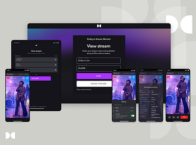 Dolby – Real-time Streaming Monitor App creative direction mobile app product design real time streaming streaming tvos uiux visual design web app