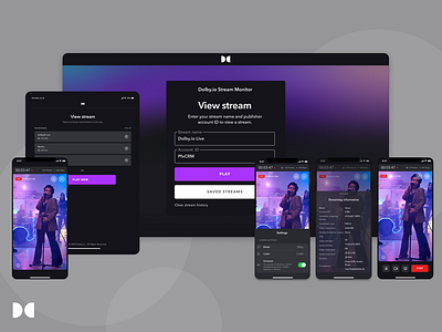 Dolby – Real-time Streaming Monitor App creative direction mobile app product design real time streaming streaming tvos uiux visual design web app