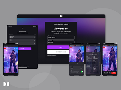 Dolby – Real-time Streaming Monitor App creative direction mobile app product design real time streaming streaming tvos uiux visual design web app