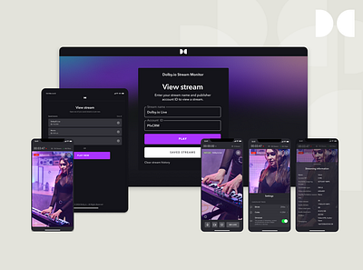 Dolby – Stream Monitor App creative direction mobile app product design real time streaming streaming tvos uiux visual design web app