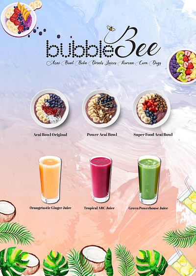 Bubble bee Acai bown promotion banner design acia banner branding bubble bee graphics graphics design illustration promotion banner