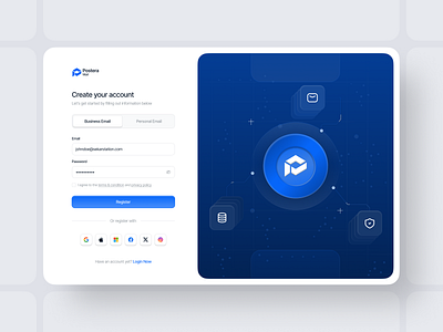 Postera - Register Page agency celan dashboard design freelance ilustration login minimalis product design register sign up ui ux visual web design