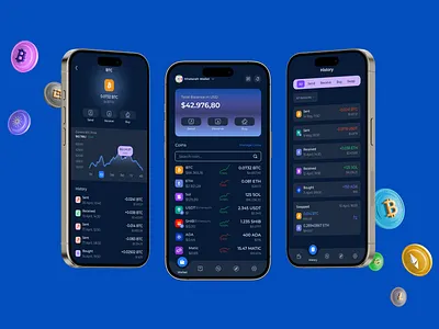 Cryptocurrency wallet application app design crypto app crypto wallet cryptocurrency cryptocurrency wallet fintech ui uiux design ux wallet app