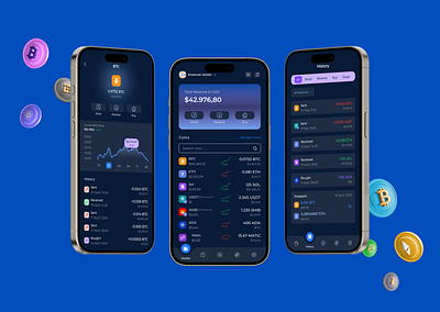 Cryptocurrency wallet application app design crypto app crypto wallet cryptocurrency cryptocurrency wallet fintech ui uiux design ux wallet app