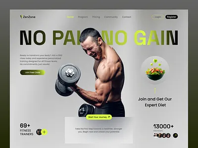 Gym Landing page crossfit design excersise fitness fitness website design gym gym landing page home page landing page minimalist personal trainer traning ui ux web design website workout workouts