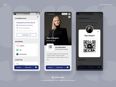 SPIDERCARD - Link Bio Template with "Form Function" app design financial form ios mobile ui