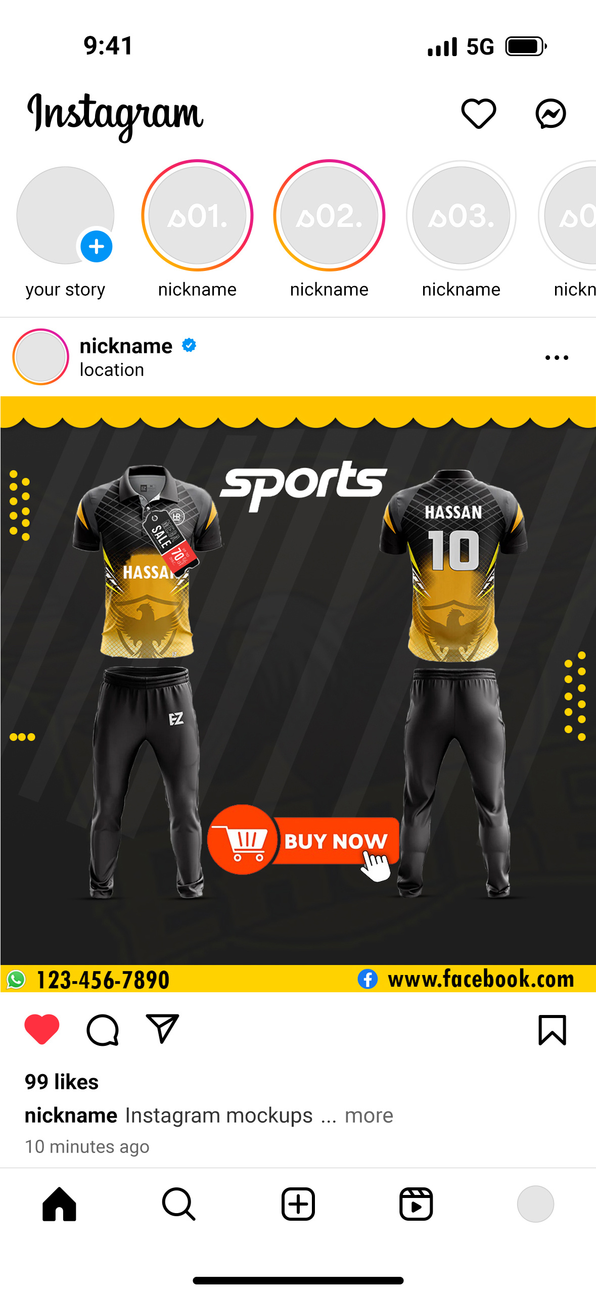 Example of Sports Kit Social Media Post Ads Design 