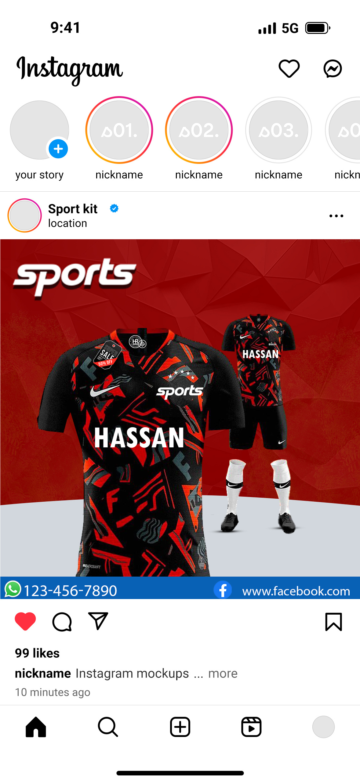 Example of Sports Kit Social Media Post Ads Design 