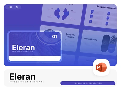 Eleran PowerPoint Template blue business company corporate eleran gsl key modern ppt pptx presentation template ui website white