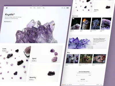 Krystls E-commerce Store Website branding commerce crystals design ecom ecommerce gemstones landing page online shop online store shop shopify shopping store ui uiux user interface web design woocommerce