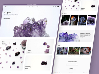 Krystls E-commerce Store Website branding commerce crystals design ecom ecommerce gemstones landing page online shop online store shop shopify shopping store ui uiux user interface web design woocommerce