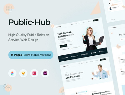 Public-Hub Landing Page UI KIT advertising agency communication landing landing page promotion public hub landing page ui kit relation strategy ui kit web design