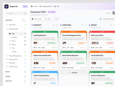 Project Inc. - Project Management Dasboard activity dasboard asana card clean clean dashboard clickup colorfull crm crm dashboard dashboard data dashboard product project project management saas saas product task tracking taskflow teamwork mangement trello